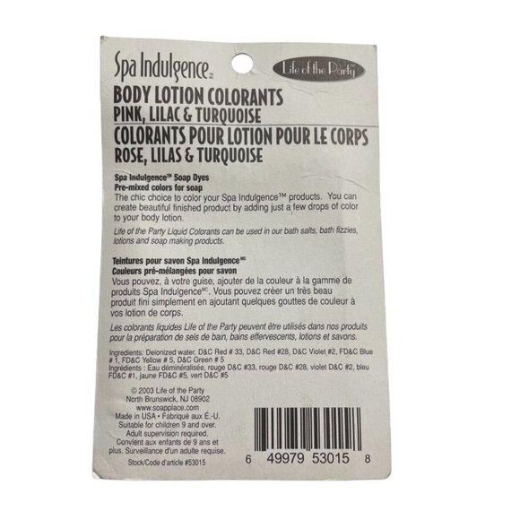 Spa Indulgence Soap making Colorants Liquid Pink Lilac Turquoise u - Picture 2 of 3